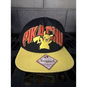 Pokemon Pikachu 2015 3D Snapback Hat Cap Black Adjustable